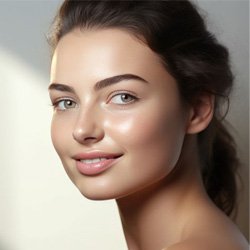 Smiling woman with youthful, glowing skin