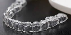 Clear nightguard for bruxism on desk