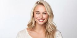 Portrait of confident, beautiful woman against white background