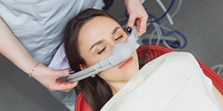 Woman wearing a nasal mask