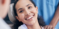 Woman smiling after receiving nitrous oxide