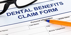 Closeup of a dental claim form