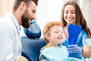 Young boy at family dentist.