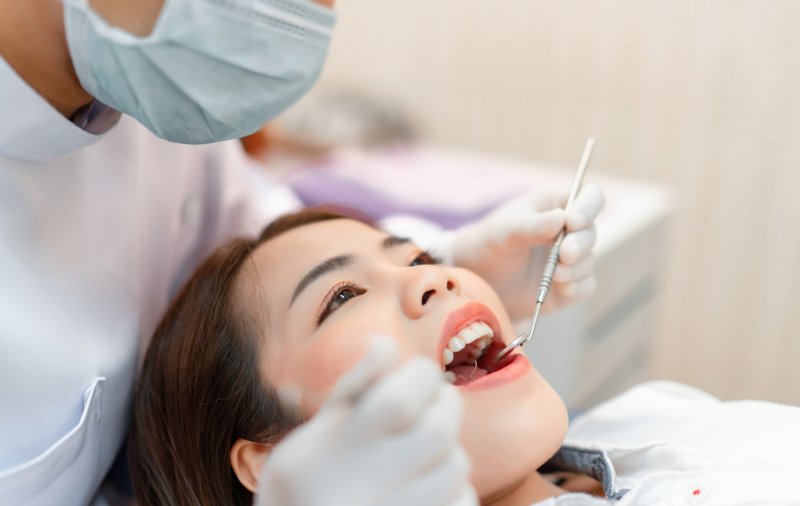 dentist examining teeth for tooth disorders